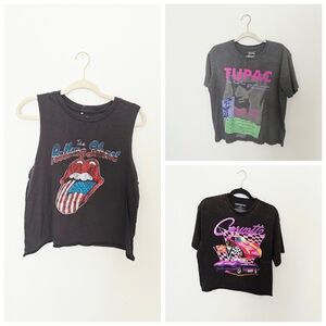 Bundle Of 3 Graphic Band T-Shirts Women's Size L